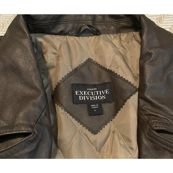 Vtg Haband Executive Division Jacket Mens Size Large 90's Brown Leather Coat - Picture 7 of 13